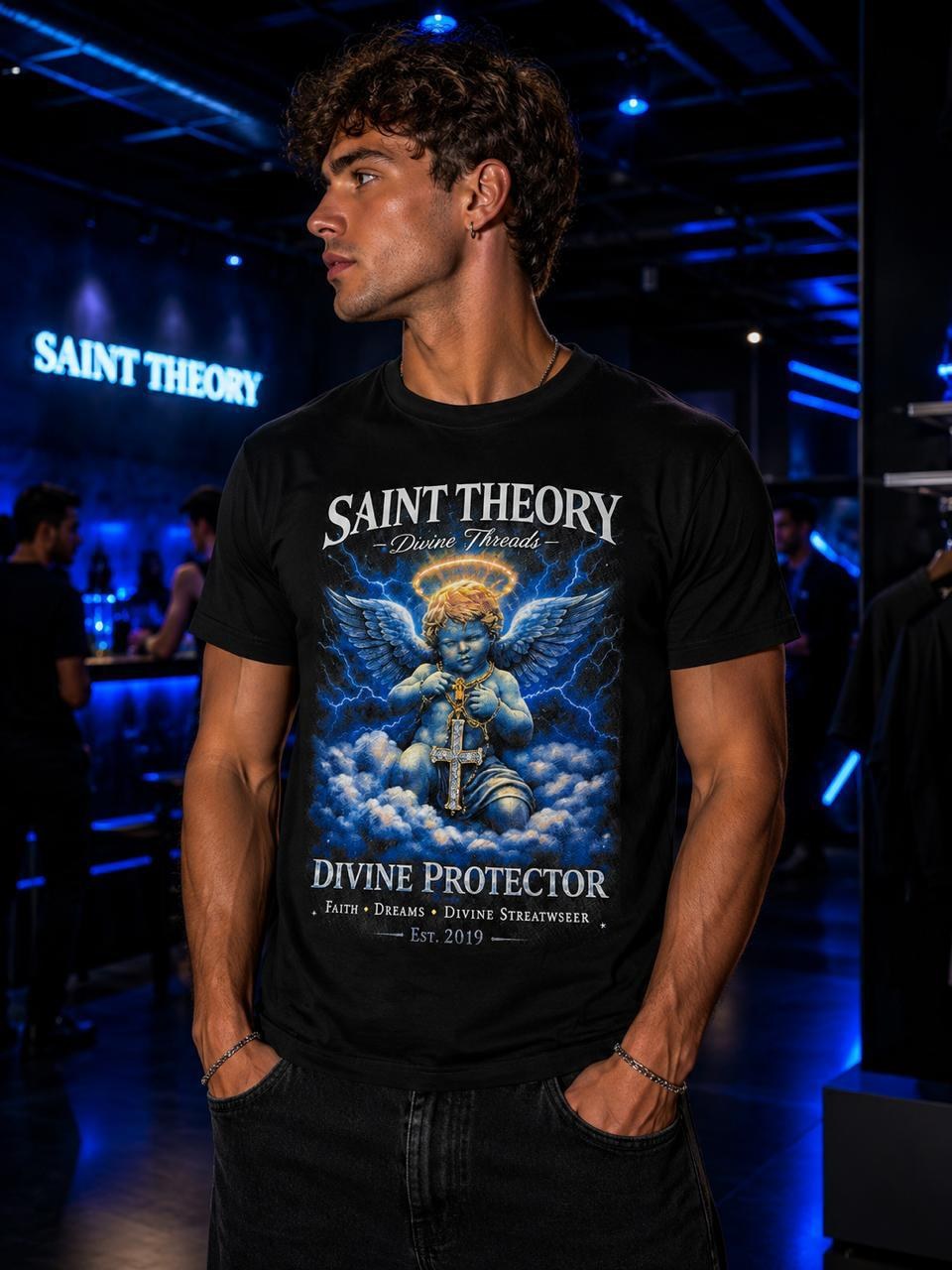 Camiseta Oversize SAINT THEORY 'Divine Protector' Angel Black